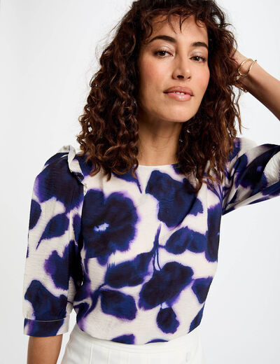 Blouse manches 3/4 imprimée multicolore femme