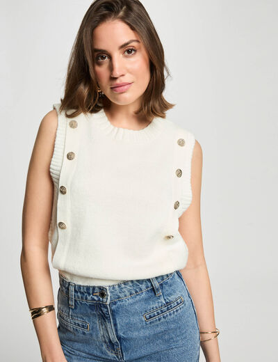 Ärmellose Pullover weiss damen