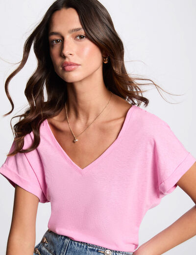 Kurzarm-T-Shirt rosa damen