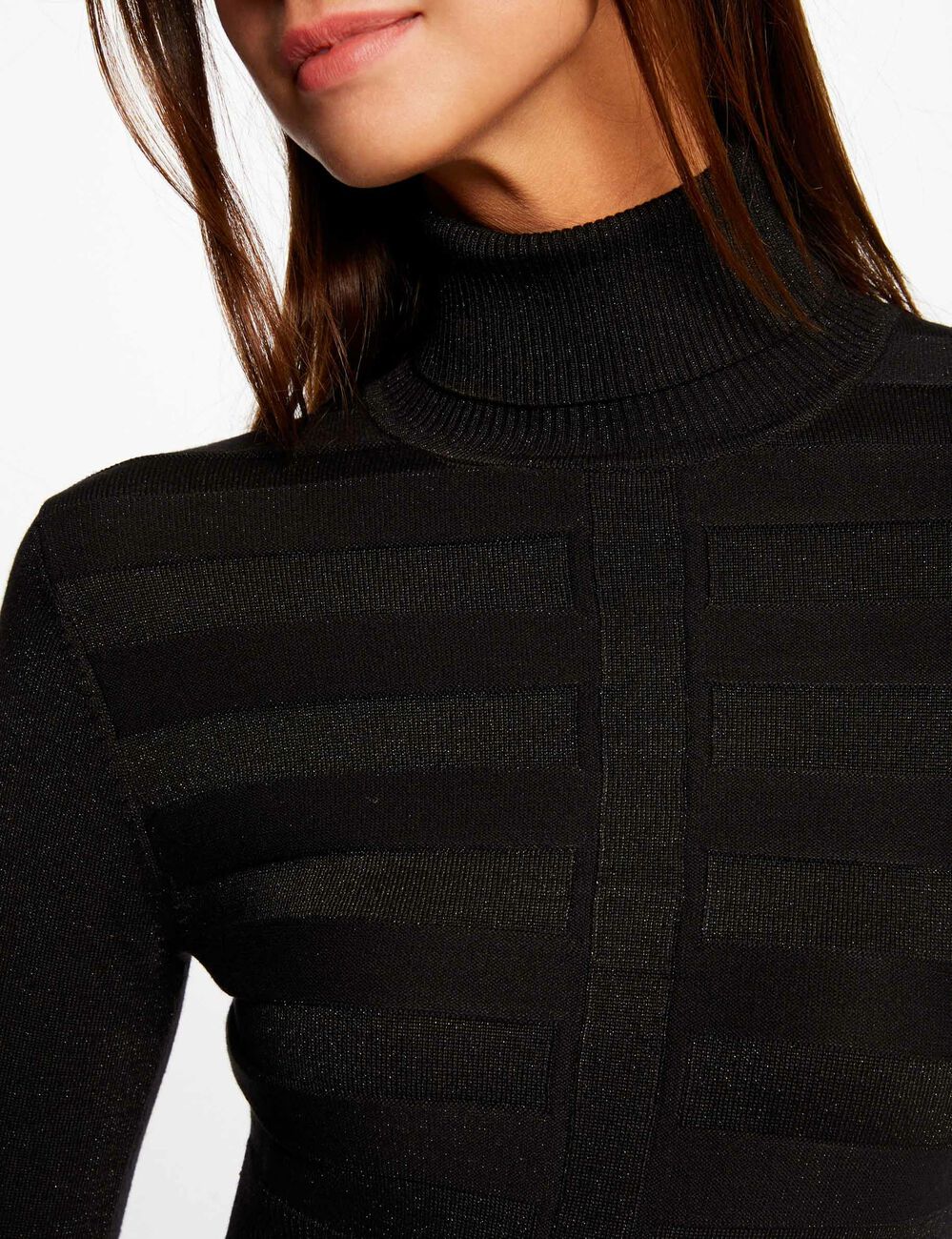 Lang&auml;rmeliger Rollkragenpullover schwarz damen