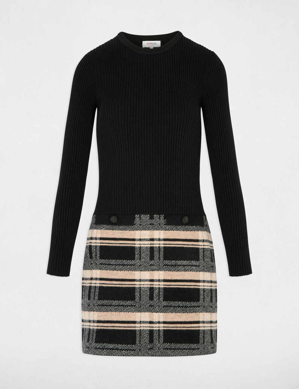 Strickkleid mit Rundhalsausschnitt schwarz damen