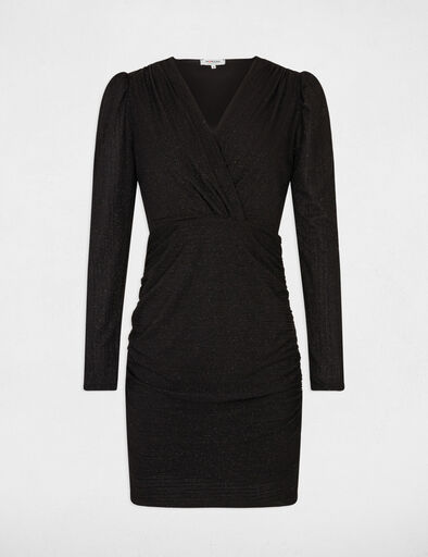 Robe courte ajustée drapée noir femme
