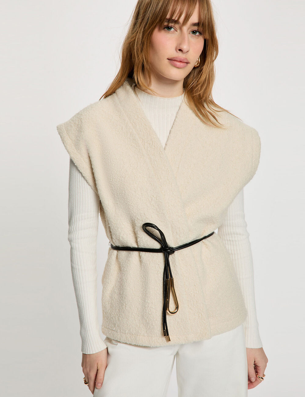 Veste sans manches ivoire femme