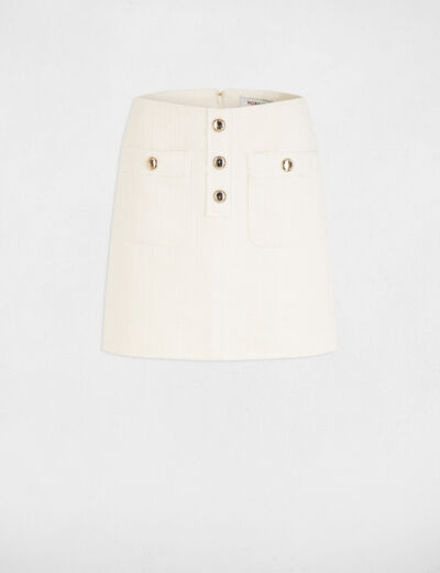 Jupe courte tweed ivoire femme