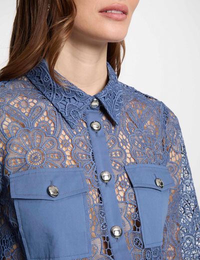 Langarmhemd bleu gris damen