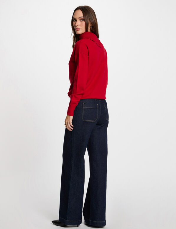 pullover mit reverskragen und knopfen rot damen Pullover mit Reverskragen und Knöpfen rot damen