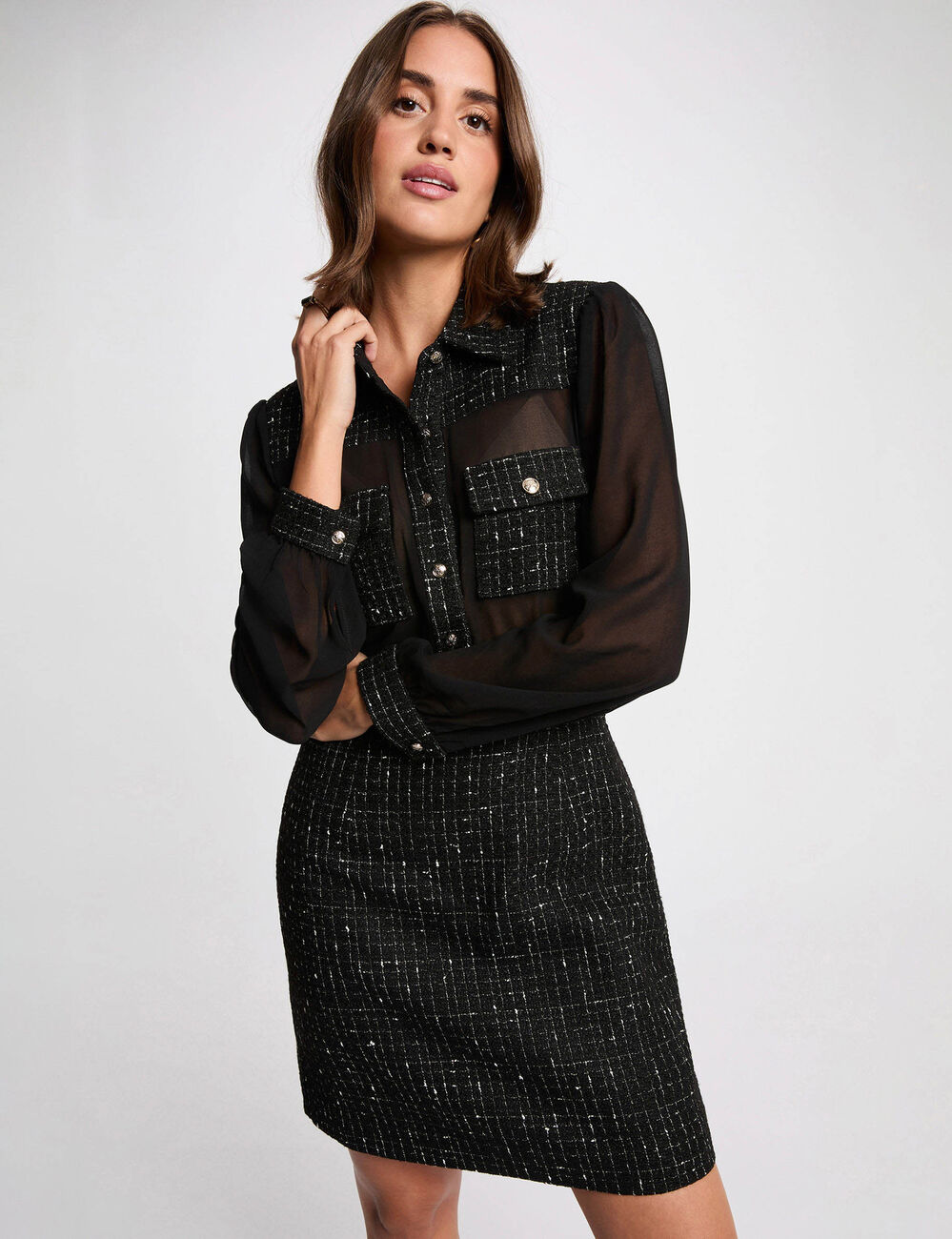 Robe courte bimati&egrave;re noir femme