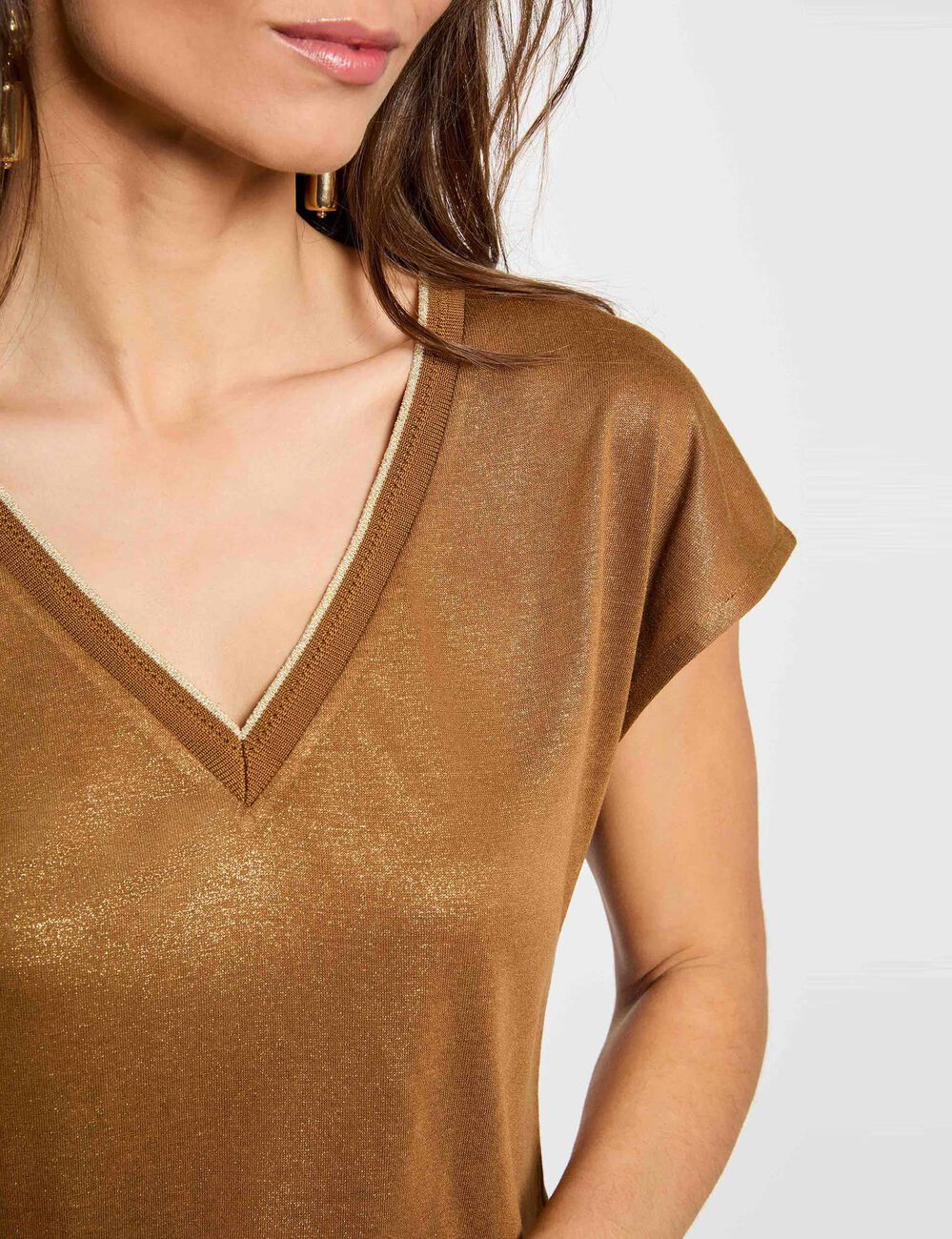 T-shirt manches courtes camel femme