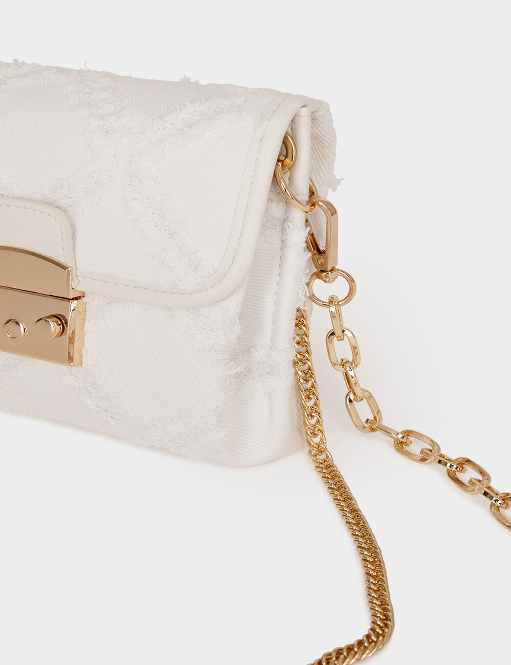 Sac pochette � franges ivoire femme