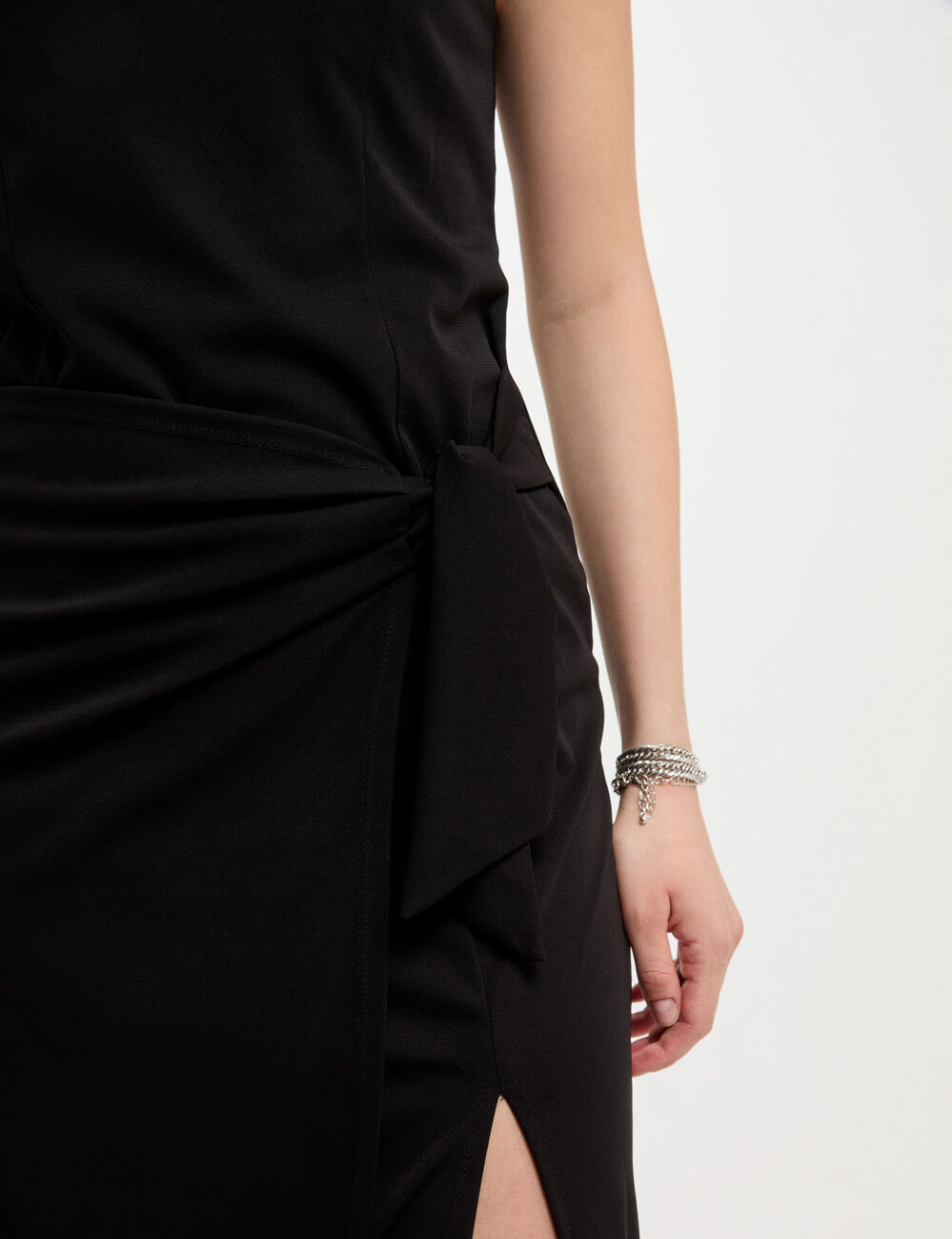 Eng anliegendes Midikleid mit Schlitz schwarz damen