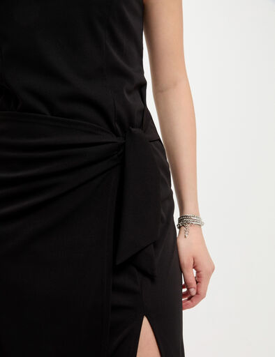 Eng anliegendes Midikleid mit Schlitz schwarz damen