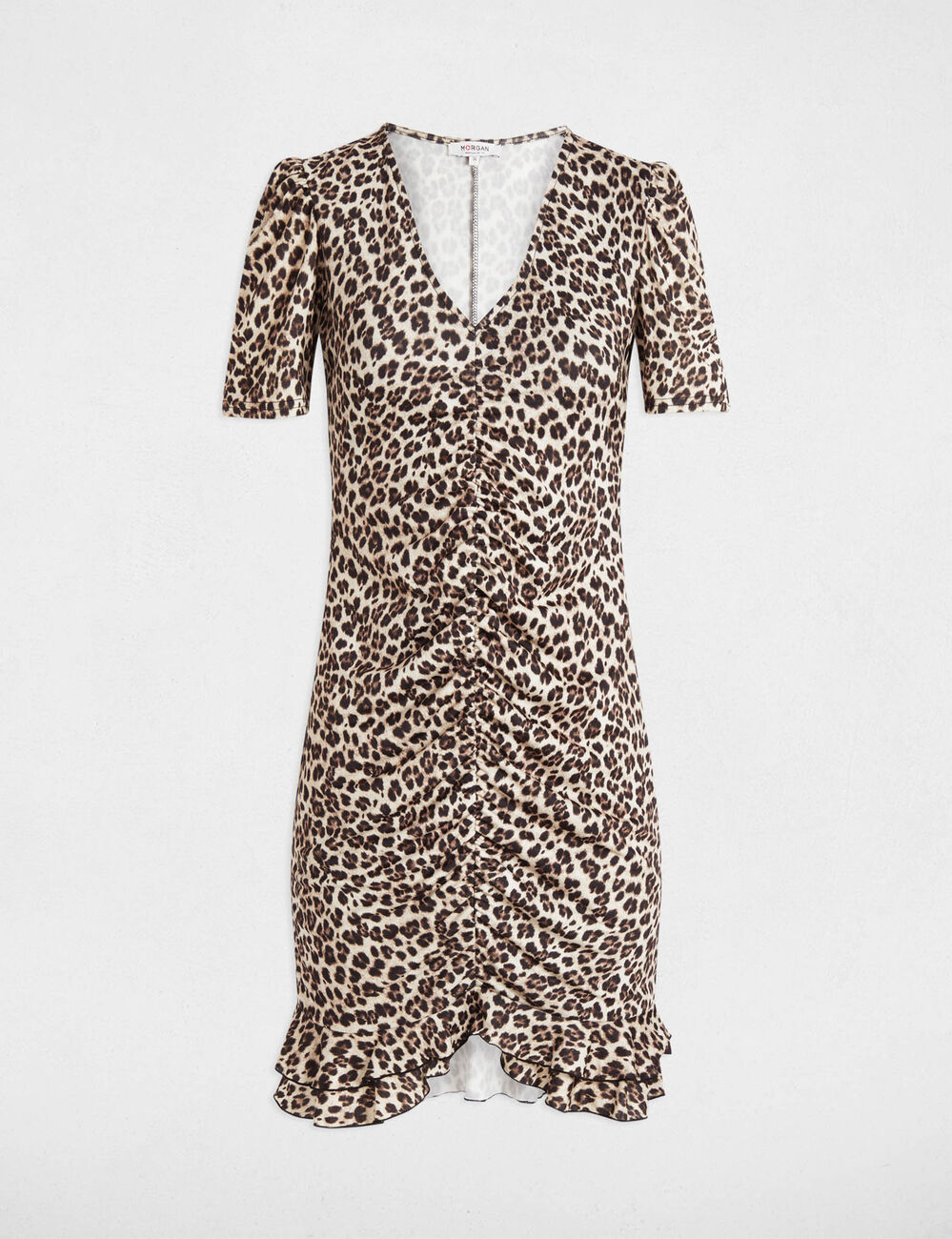 Robe courte ajustée imprimée multicolore femme