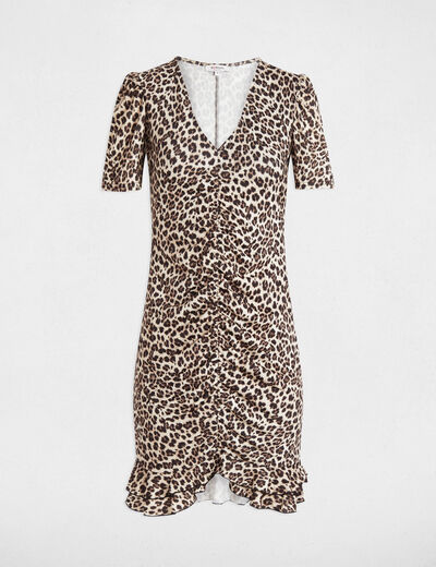 Robe courte ajustée imprimée multicolore femme