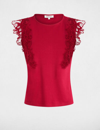 T-shirt mit kurzen Ärmeln dunkelrot damen