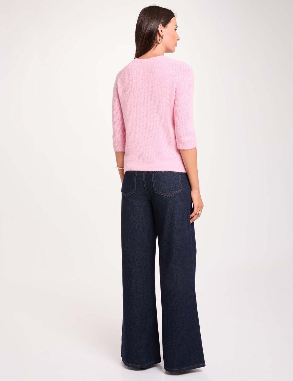 Flauschiger Strickpullover pastellrosa damen