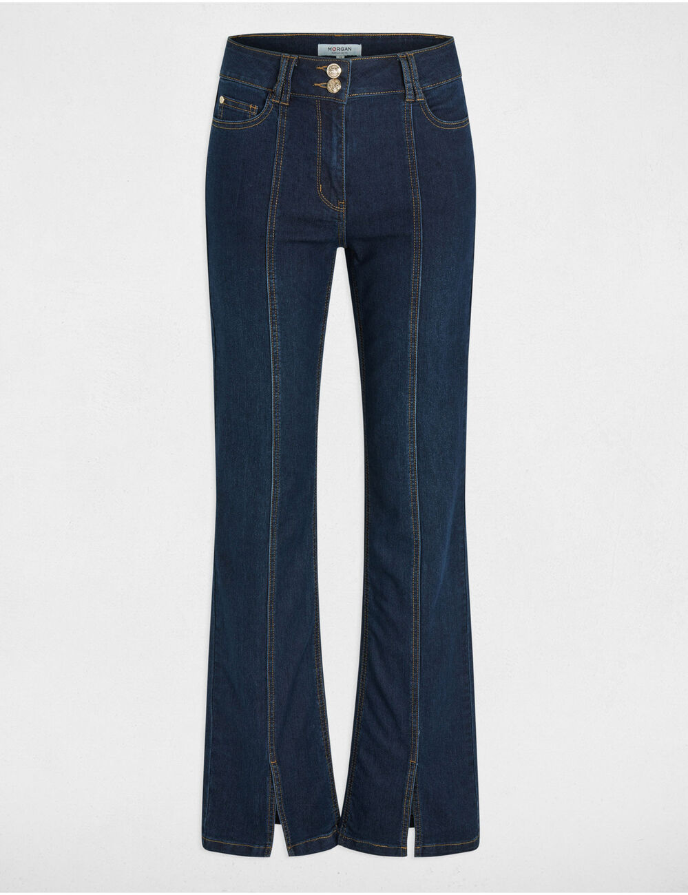 Jeans bootcut avec fentes denim brut femme