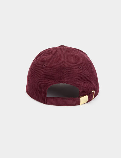 Casquette velours c&ocirc;tel&eacute; prune femme