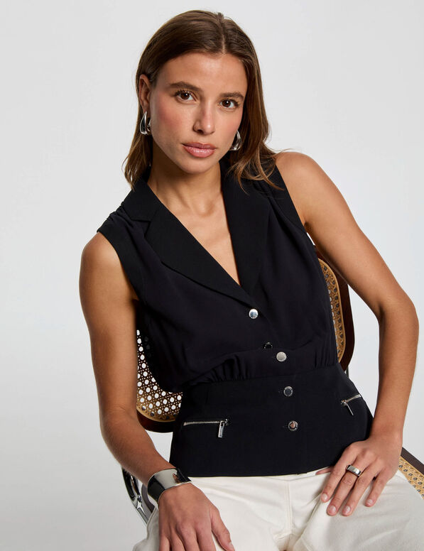 Veston sans manches bleu marine femme