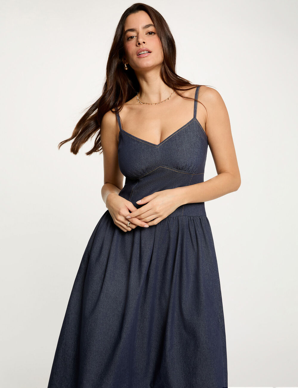 Figurbetontes Jeanskleid rohes denim damen