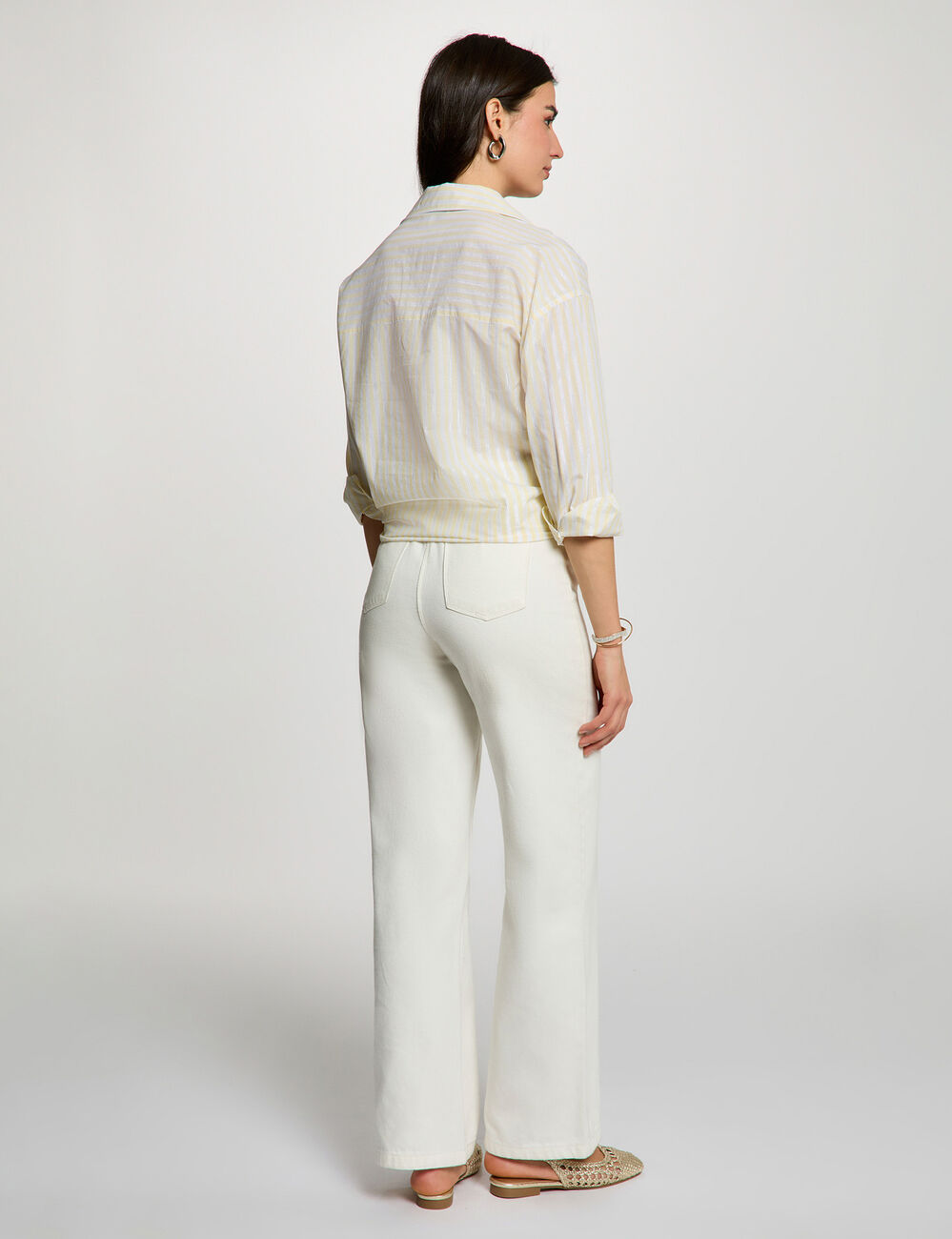 Gestreiftes Hemd mit Reverskragen hellgelb damen