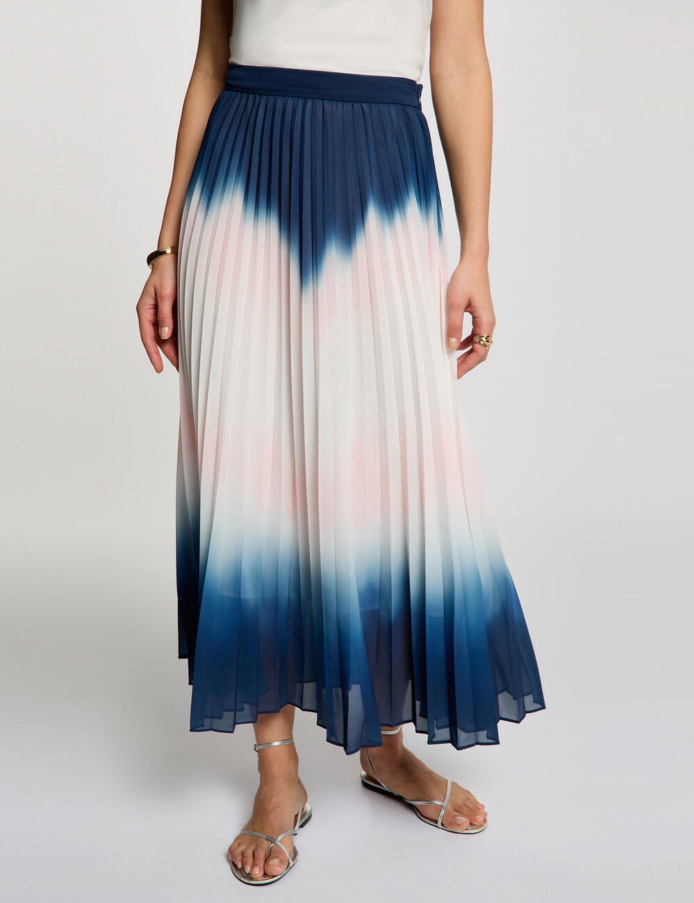 Jupe longue pliss&eacute;e multicolore femme