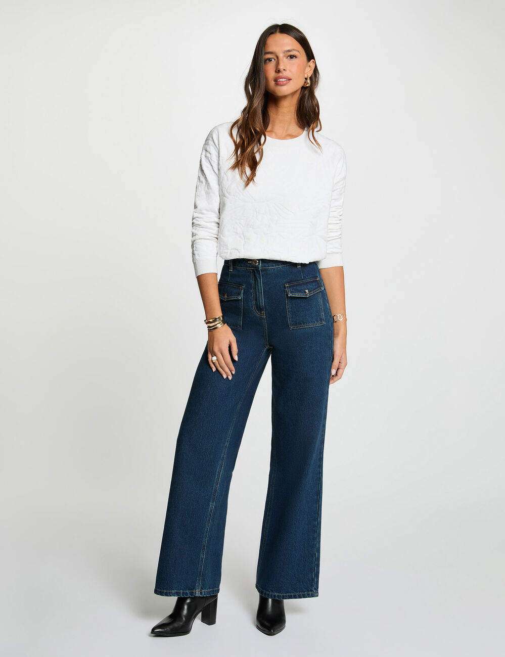 Rundhals-Pullover weiss damen