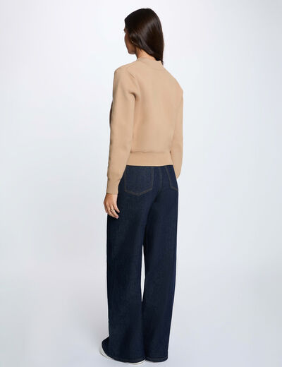 Pull col teddy camel femme