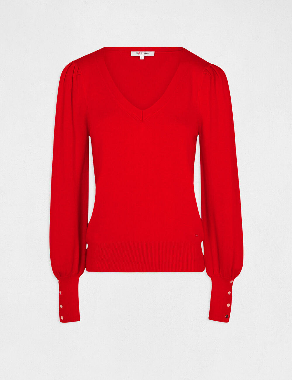 Lang&auml;rmliger Pullover mit V-Ausschnitt rot damen