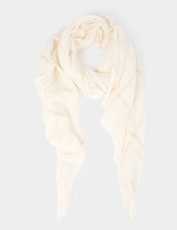 Foulard à carreaux ivoire femme