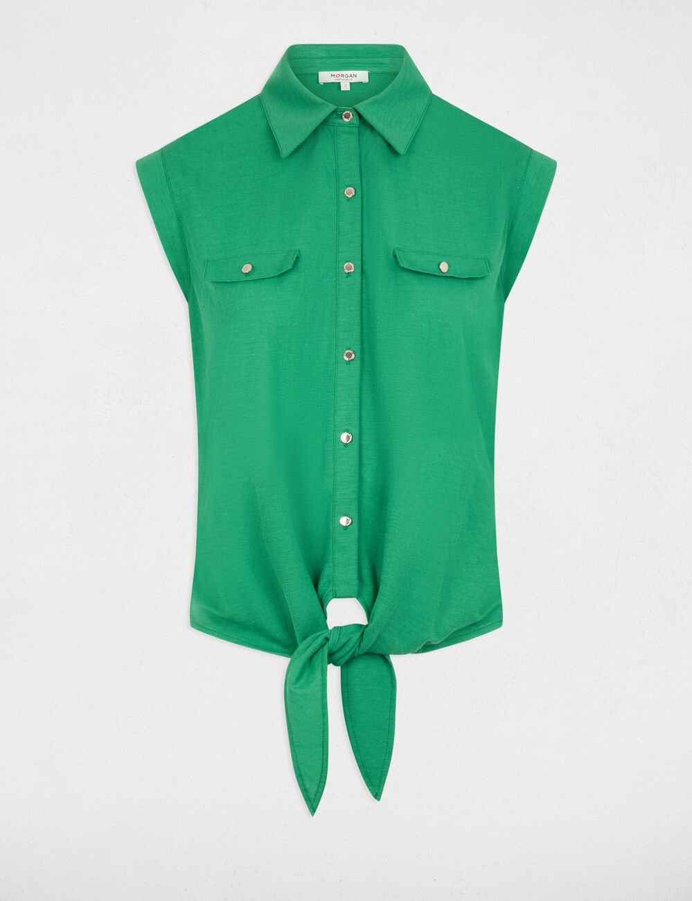 &Auml;rmellose Bluse wiesengr&uuml;n damen