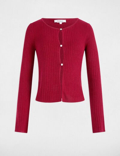 Gilet manches longues rouge foncé femme