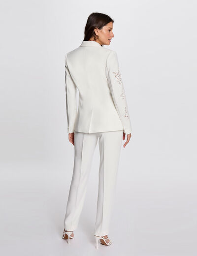 Fließende Hose mit Abnähern weiss damen