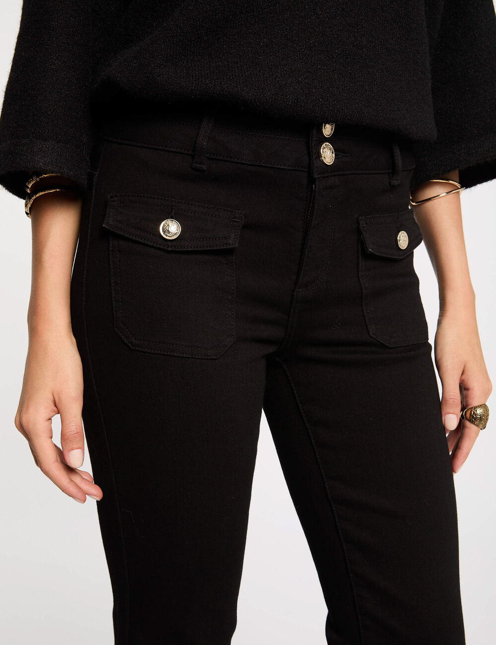 Bootcut-Jeans mit Pattentaschen schwarz damen