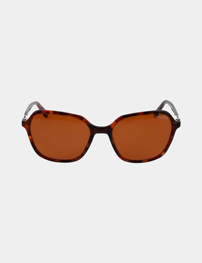 Lunettes de soleil hexagone marron femme