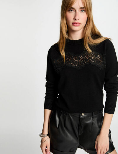 Pullover mit Rundhalsausschnitt schwarz damen