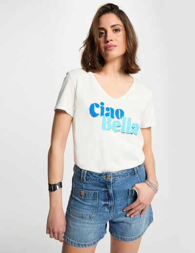T-shirt mit Aufdruck weiss damen