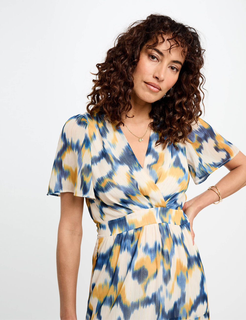 Robe longue droite imprimée multicolore femme