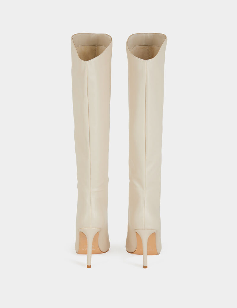 bottes hautes a talons aiguilles en cuir ivoire femme Bottes hautes à talons aiguilles en cuir ivoire femme