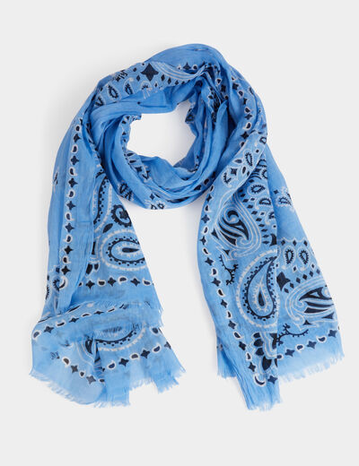 Foulard motif bandana bleu ciel femme