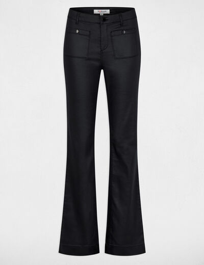 Pantalon bootcut enduit noir femme