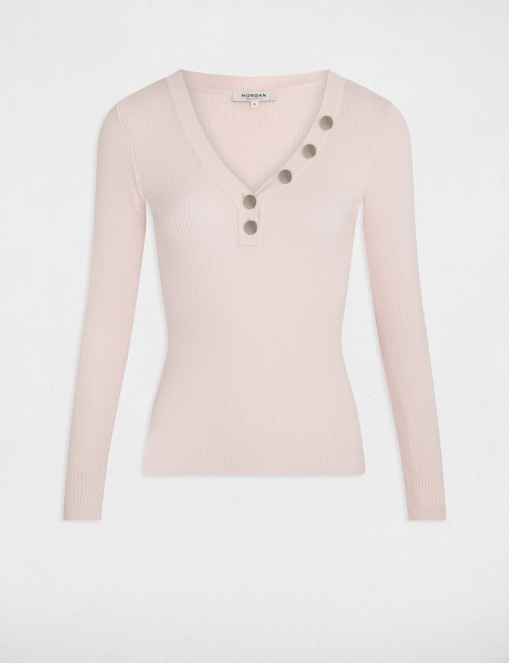 Langarmpullover aus feinem Strick mit Knöpfen rosa damen