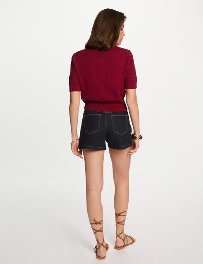 Gilet manches courtes rouge foncé femme