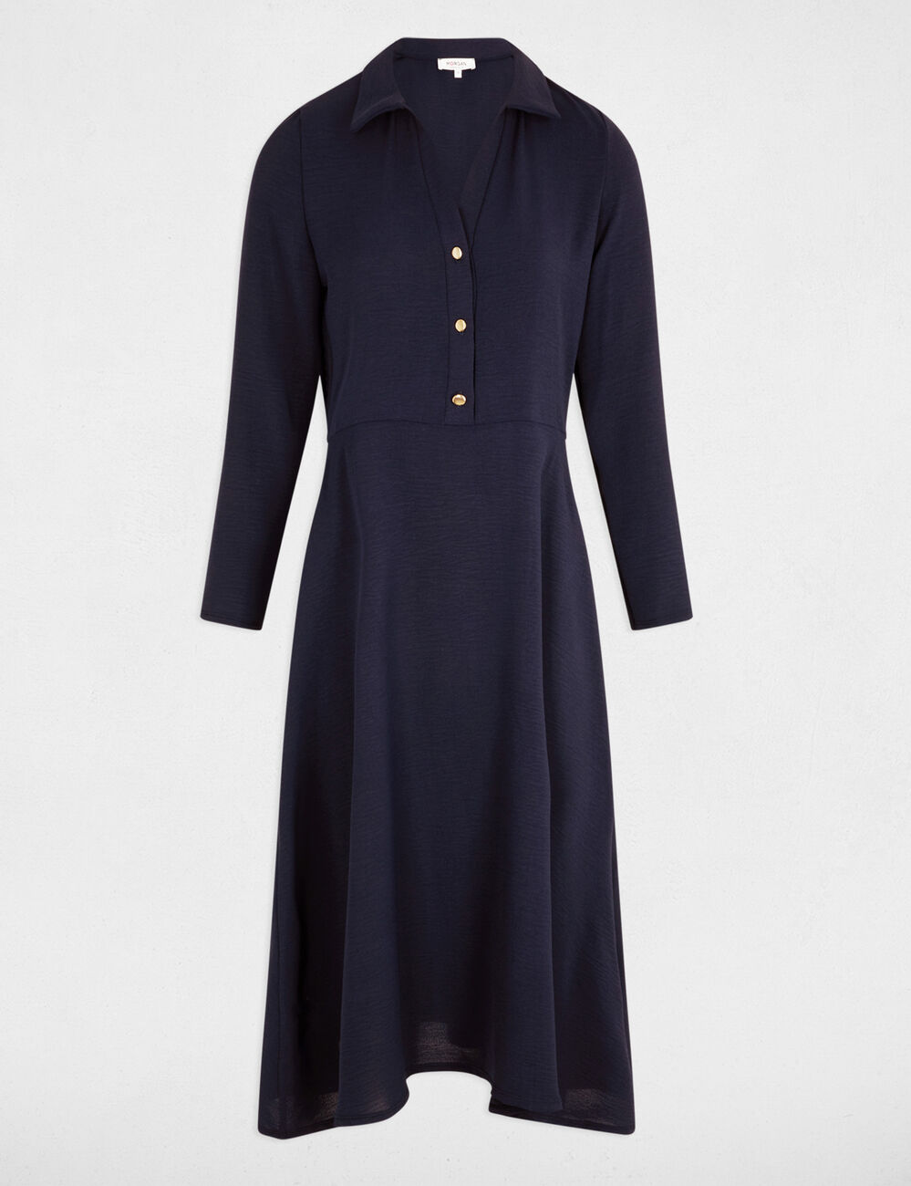 Fließendes, gerades Midikleid marineblau damen