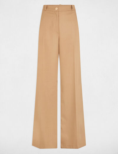 Pantalon large à pinces camel femme