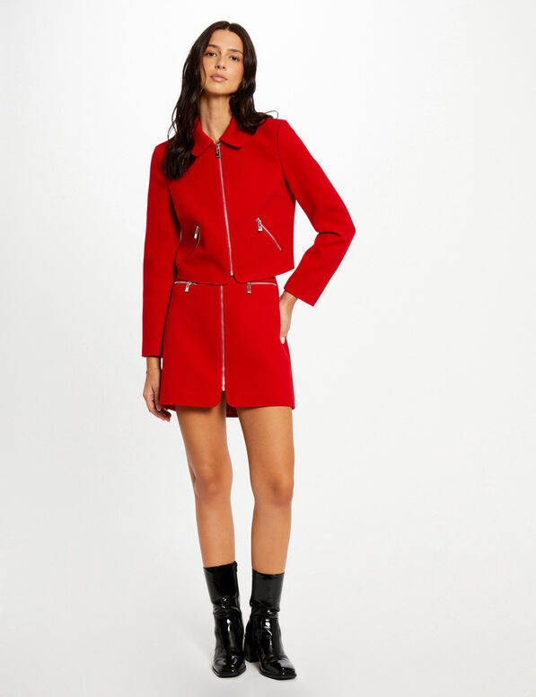gerader rock mit reissverschluss rot damen Gerader Rock mit Reissverschluss rot damen
