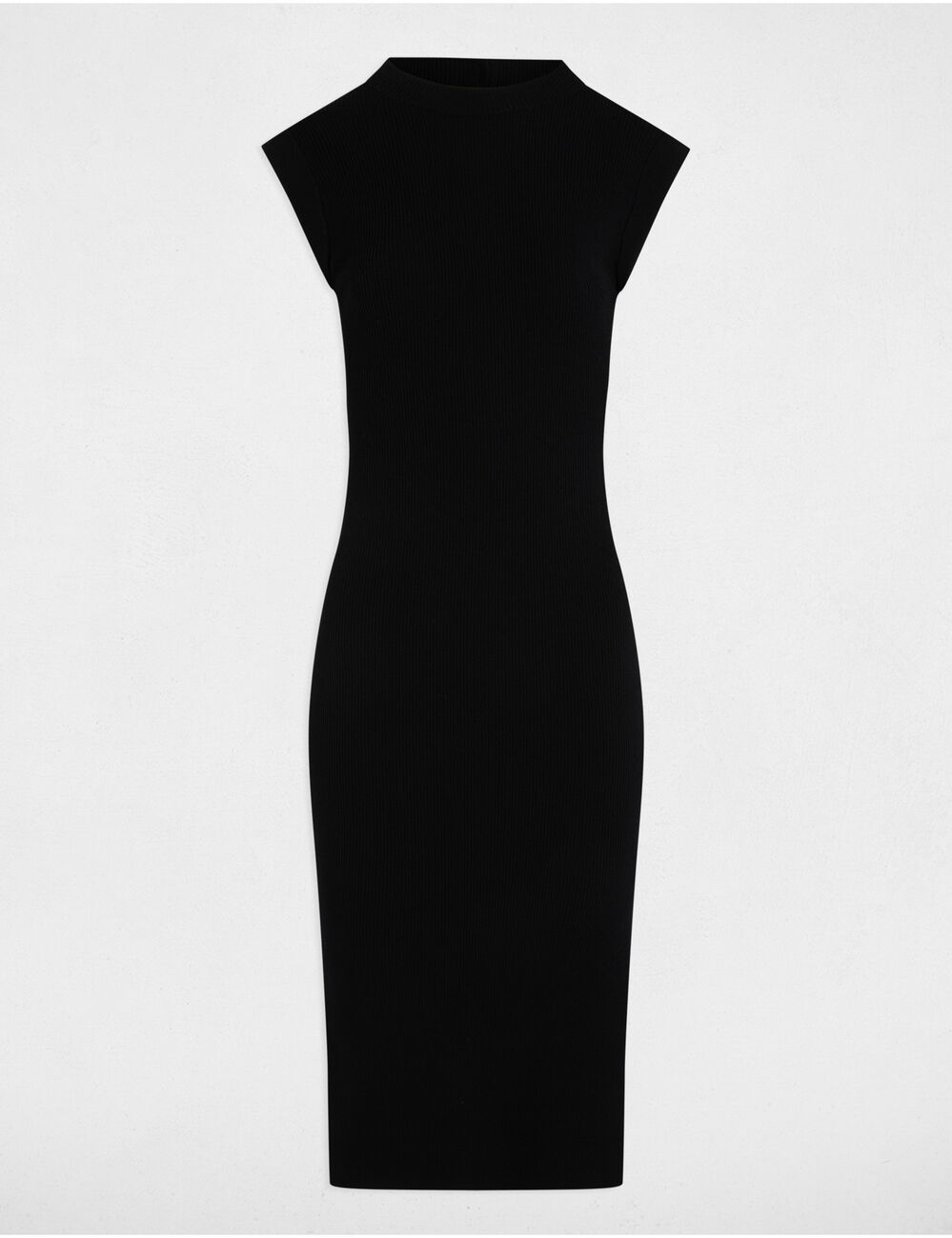 Robe tricot courte ajustée noir femme
