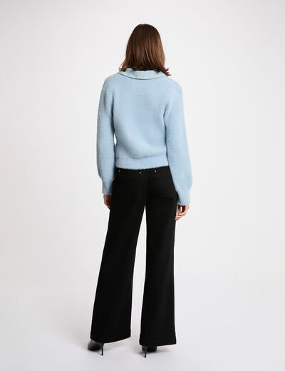 Veste col &agrave; revers bleu ciel femme