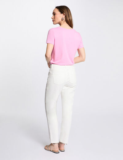 Bestickte gerade Jeans weiss damen
