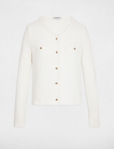 Gilet ajust&eacute; boutonn&eacute; blanc femme