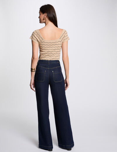 Pull manches courtes beige femme